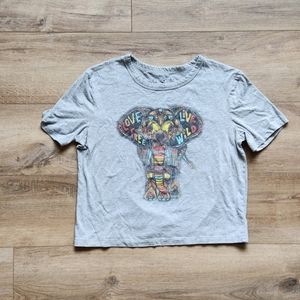 Fifth sun crop top, size large, color gray